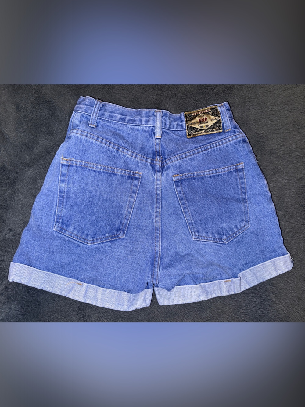 High-Rise Blue Denim Rolled-Hem Women's Shorts